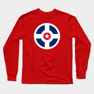 Retro Indianapolis Indiana City Flag // Vintage Indy Grunge Emblem Long Sleeve T-Shirt